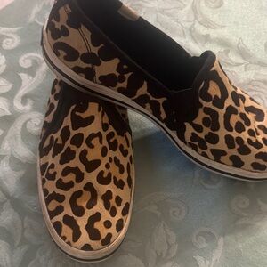 Leopard Print Slip-On Sneakers for Women - Brown/Black
